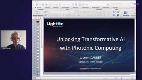Vorschaubild für Eintrag Forum - 11 Laurent Daudet: Unlocking transformative AI with photonic computing