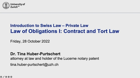 Thumbnail for entry Introduction to Swiss Law – Private Law 28.10.22