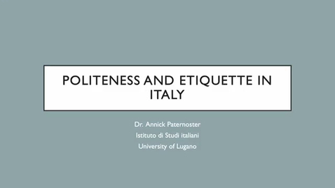 Thumbnail for entry Politeness and etiquette in 19th-century Italy