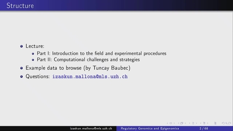 Vorschaubild für Eintrag Introduction to Bioinformatics - Lecture 05: Regulatory Genomics and Epigenomics