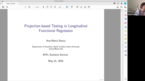 Thumbnail for entry Ana-Maria Staicu: Projection-based Testing in Longitudinal Functional Regression, 21 May 2021 